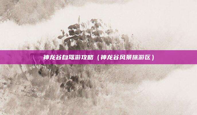 神龙谷自驾游攻略(神龙谷风景旅游区)