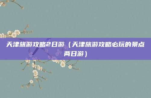 天津旅游攻略2日游(天津旅游攻略必玩的景点两日游)