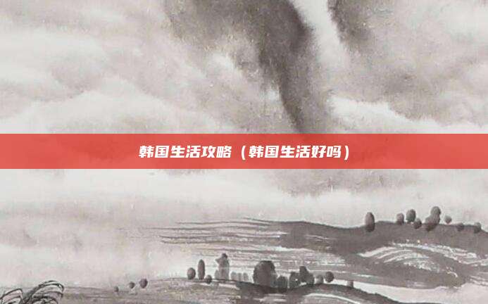 韩国生活攻略(韩国生活好吗)