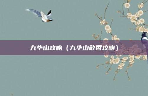 九华山攻略（九华山敬香攻略）