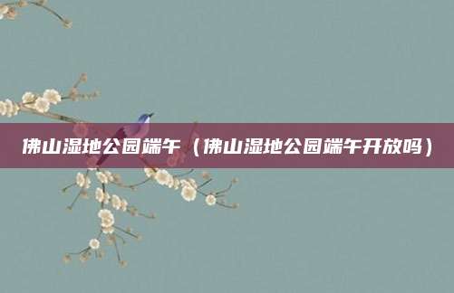 佛山湿地公园端午(佛山湿地公园端午开放吗)