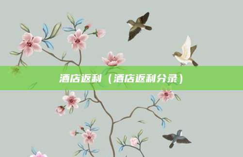 酒店返利(酒店返利分录)