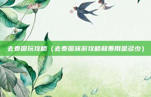 去泰国玩攻略(去泰国旅游攻略和费用是多少)