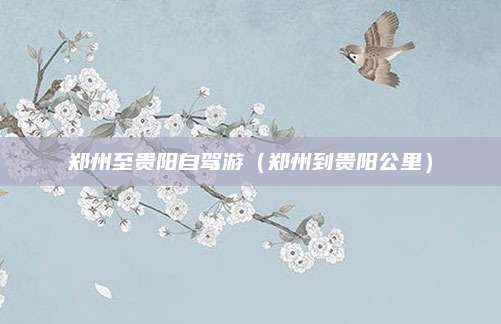 郑州至贵阳自驾游(郑州到贵阳公里)