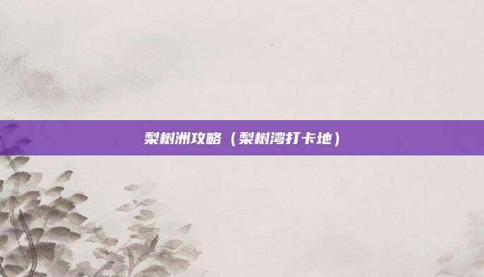 梨树洲攻略（梨树湾打卡地）