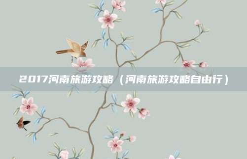 2017河南旅游攻略(河南旅游攻略自由行)