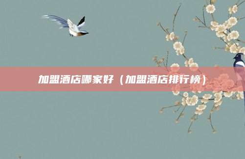 加盟酒店哪家好（加盟酒店排行榜）