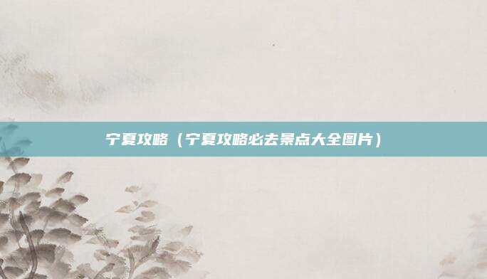 宁夏攻略（宁夏攻略必去景点大全图片）