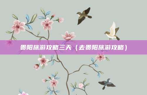 贵阳旅游攻略三天（去贵阳旅游攻略）