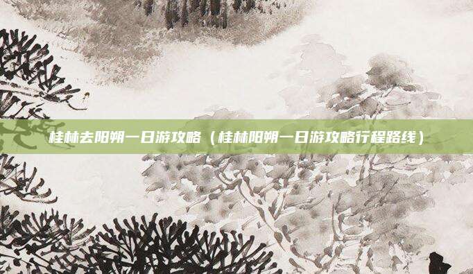 桂林去阳朔一日游攻略（桂林阳朔一日游攻略行程路线）