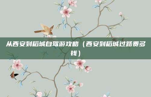 从西安到稻城自驾游攻略（西安到稻城过路费多钱）