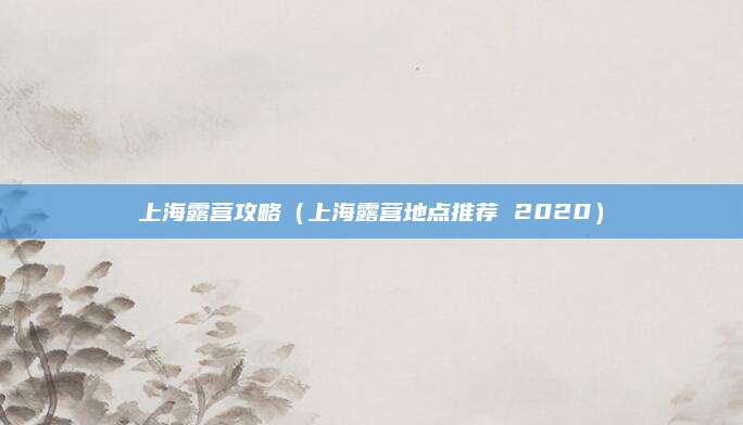 上海露营攻略（上海露营地点推荐 2020）