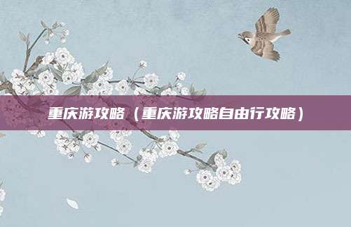 重庆游攻略(重庆游攻略自由行攻略)