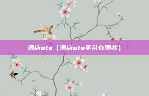 酒店ota(酒店ota平台有哪些)