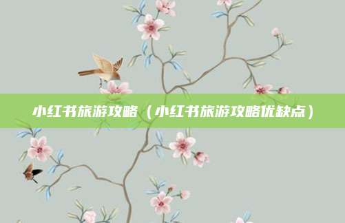 小红书旅游攻略(小红书旅游攻略优缺点)
