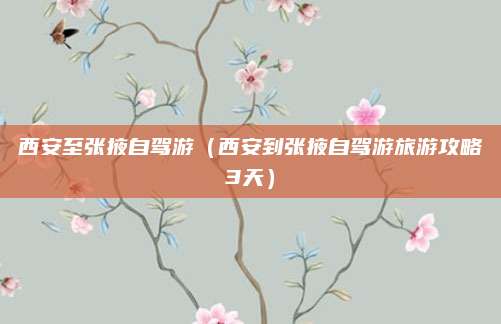 西安至张掖自驾游(西安到张掖自驾游旅游攻略3天)