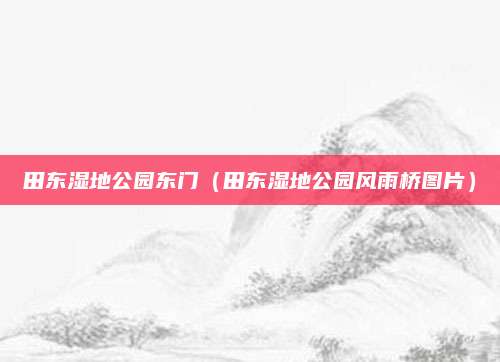 田东湿地公园东门（田东湿地公园风雨桥图片）