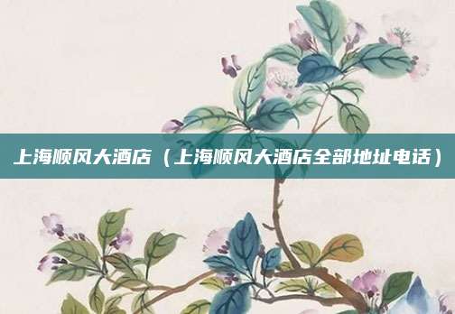 上海顺风大酒店(上海顺风大酒店全部地址电话)
