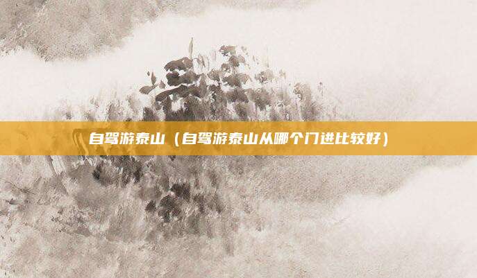 自驾游泰山（自驾游泰山从哪个门进比较好）