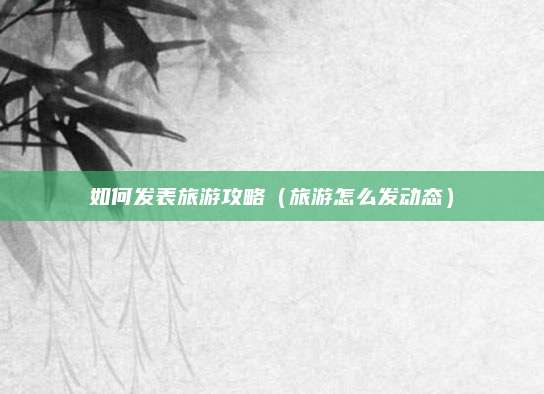 如何发表旅游攻略（旅游怎么发动态）