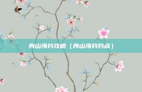 舟山海钓攻略（舟山海钓钓点）