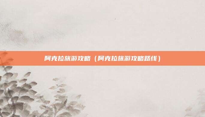 阿克拉旅游攻略（阿克拉旅游攻略路线）