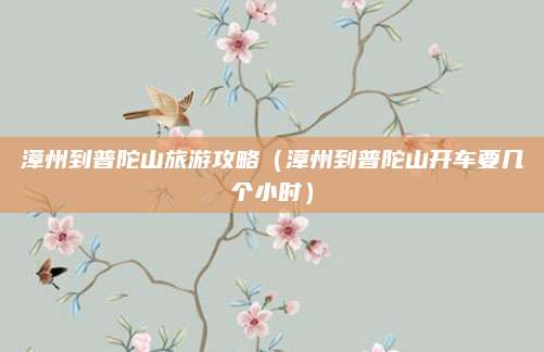 漳州到普陀山旅游攻略(漳州到普陀山开车要几个小时)