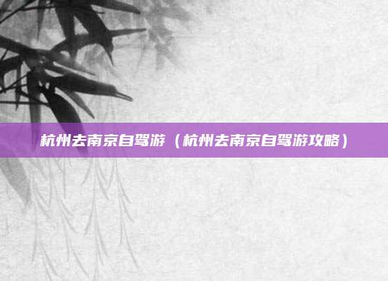 杭州去南京自驾游(杭州去南京自驾游攻略)
