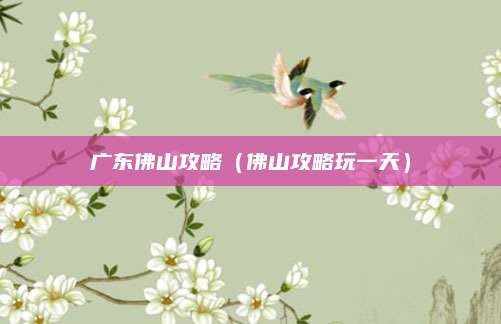 广东佛山攻略(佛山攻略玩一天)