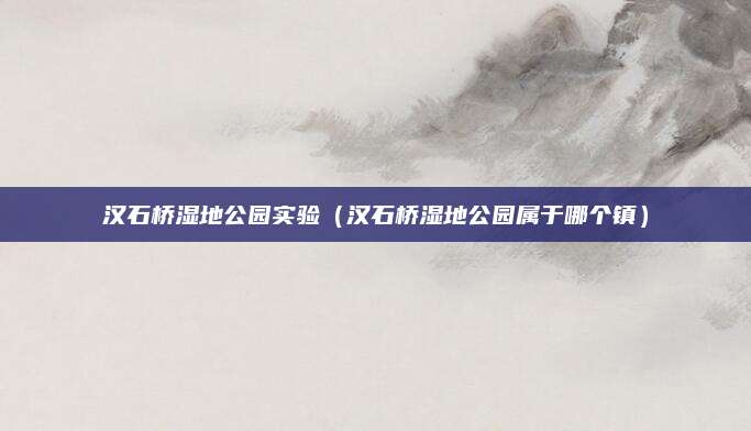 汉石桥湿地公园实验(汉石桥湿地公园属于哪个镇)