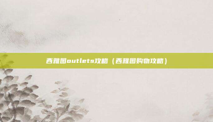 西雅图outlets攻略（西雅图购物攻略）