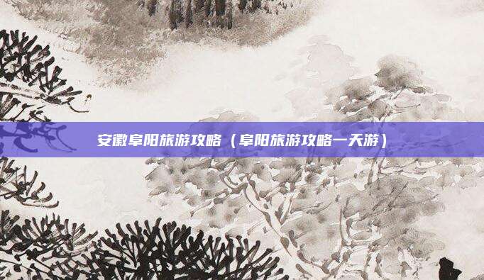 安徽阜阳旅游攻略(阜阳旅游攻略一天游)