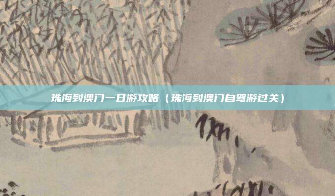 珠海到澳门一日游攻略（珠海到澳门自驾游过关）