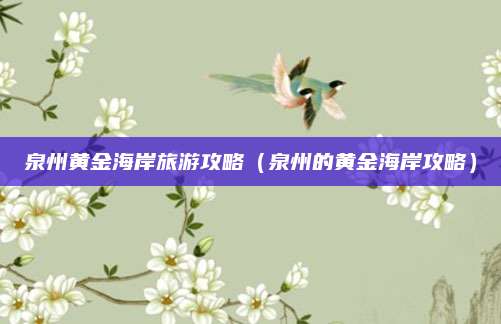 泉州黄金海岸旅游攻略（泉州的黄金海岸攻略）