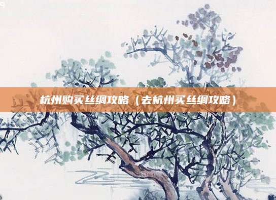 杭州购买丝绸攻略（去杭州买丝绸攻略）