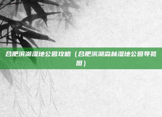 合肥滨湖湿地公园攻略（合肥滨湖森林湿地公园导览图）