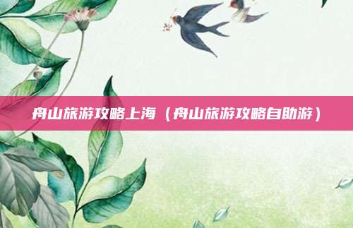 舟山旅游攻略上海（舟山旅游攻略自助游）