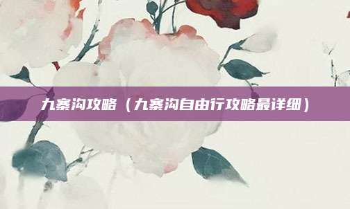 九寨沟攻略（九寨沟自由行攻略最详细）