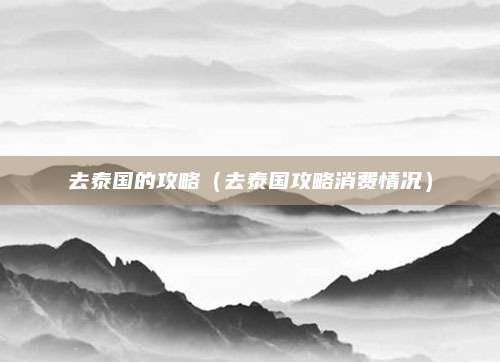 去泰国的攻略（去泰国攻略消费情况）