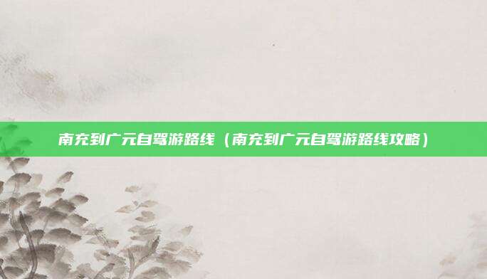 南充到广元自驾游路线（南充到广元自驾游路线攻略）