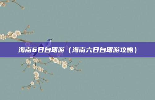 海南6日自驾游（海南六日自驾游攻略）