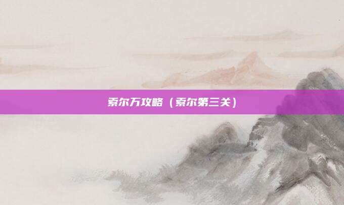 索尔万攻略（索尔第三关）