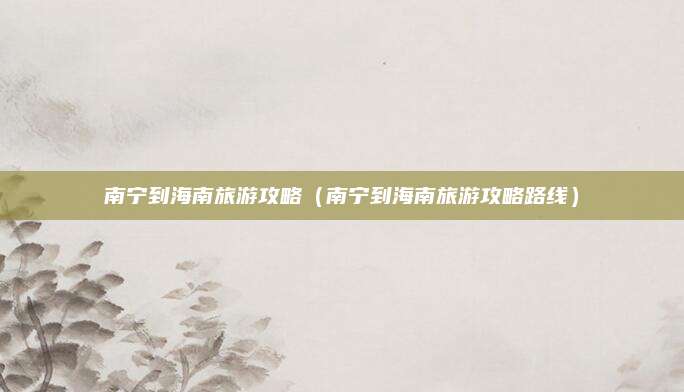 南宁到海南旅游攻略（南宁到海南旅游攻略路线）