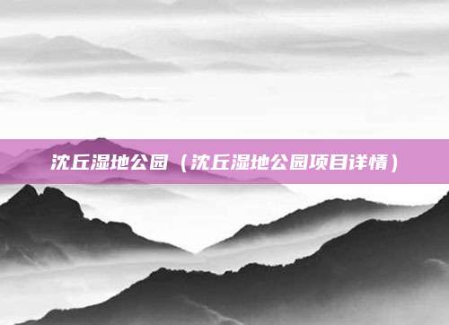 沈丘湿地公园（沈丘湿地公园项目详情）