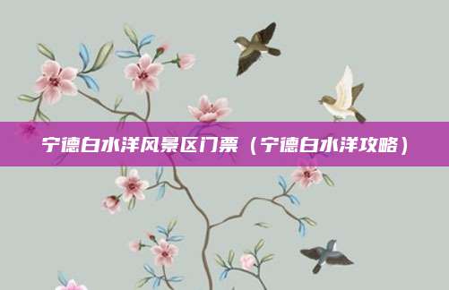宁德白水洋风景区门票（宁德白水洋攻略）