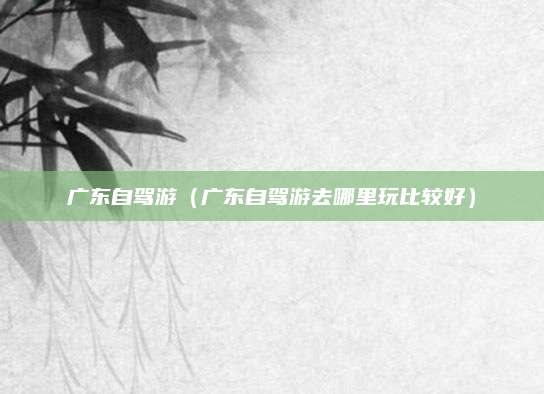 广东自驾游(广东自驾游去哪里玩比较好)