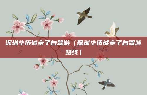 深圳华侨城亲子自驾游（深圳华侨城亲子自驾游路线）