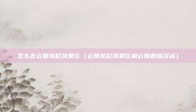 怎么去云阳龙缸风景区（云阳龙缸风景区离云阳县城多远）