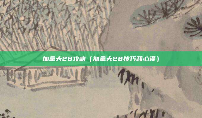 加拿大28攻略(加拿大28技巧和心得)