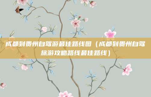 成都到贵州自驾游最佳路线图(成都到贵州自驾旅游攻略路线最佳路线)